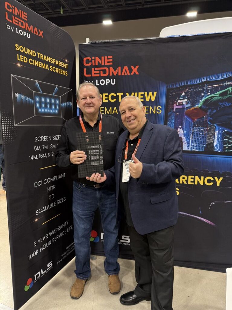 Sami Haddad, president of Digital Light Sources, with Mark Collins, founder of Collins Theatre Systems.