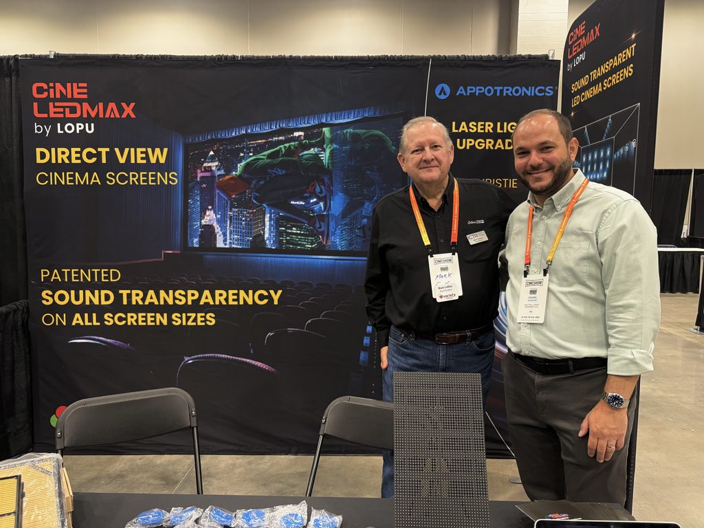 Digital Light Sources (DLS) with Mark Collins at CineShow 2026 to discuss CineLEDMAX’s Acoustically Transparent Direct-View Cinema LED Screen.